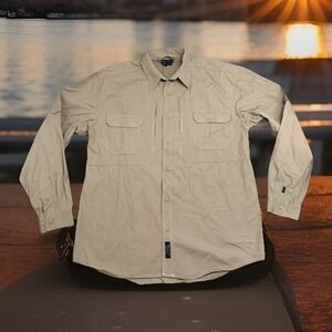 511 Tactical Canvas Military Utility Jacket Long Slv Shirt Khaki Shacket FITS XL